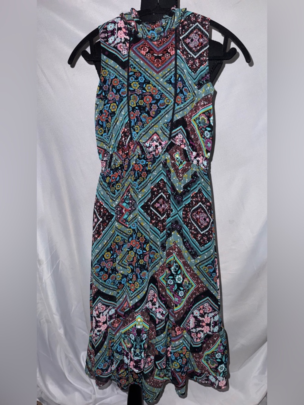 art class Teal, Black & Pink Geo Floral Maxi Dress